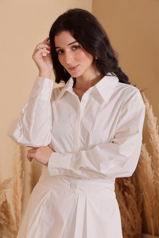 Woman in office — professional cotton dress styling